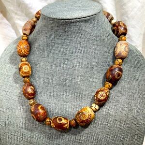 Antique Tribal Glass Beads From Africa. This Unisex Necklace Makes a Sta…